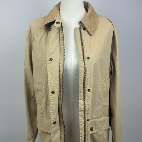 Ralph Lauren Beige Cotton Twill Cord Collar Chore Barn Utility Jacket - L - Picture 13 of 16